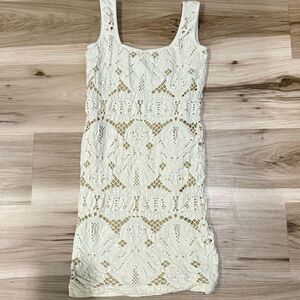 Wet Seal y2k Lace Cream Bodycon Stretch Mini Dress Women’s XS/Small